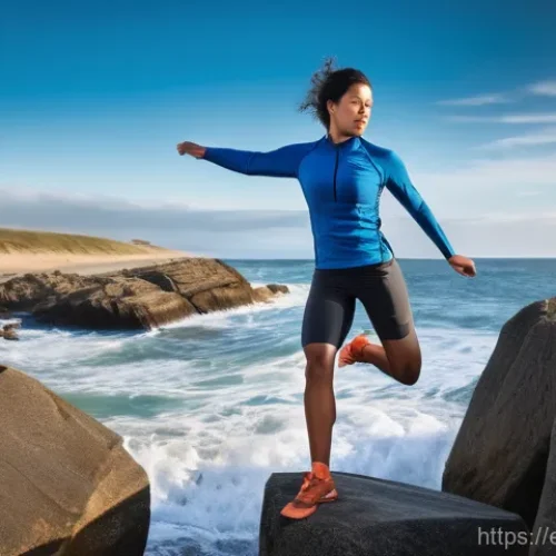 스칼라피쉬 성향 - **Prompt:** A dynamic, full-body shot of a young adult (male or female) on a rugged, windswept coast...