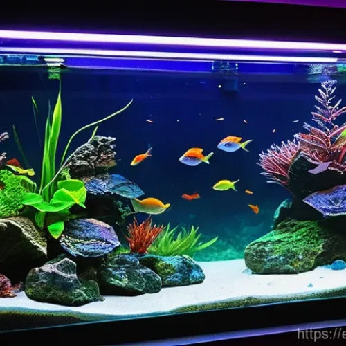 어항 LED 조명 - **Prompt 1: A Vibrant Aquatic Ecosystem Under Dynamic LED Lighting**
    A wide shot of a stunning, ...